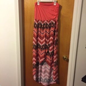 Coral Maxi Hi Lo Dress- Large